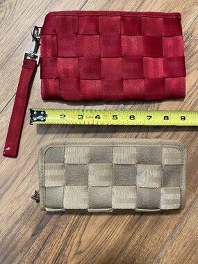 Harveys Seatbelt Bags Boutique Clutch Purse Lot Of 2- Beige And Red